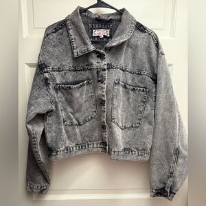 Stoosh Washed Gray Boxy crop Denim Jacket